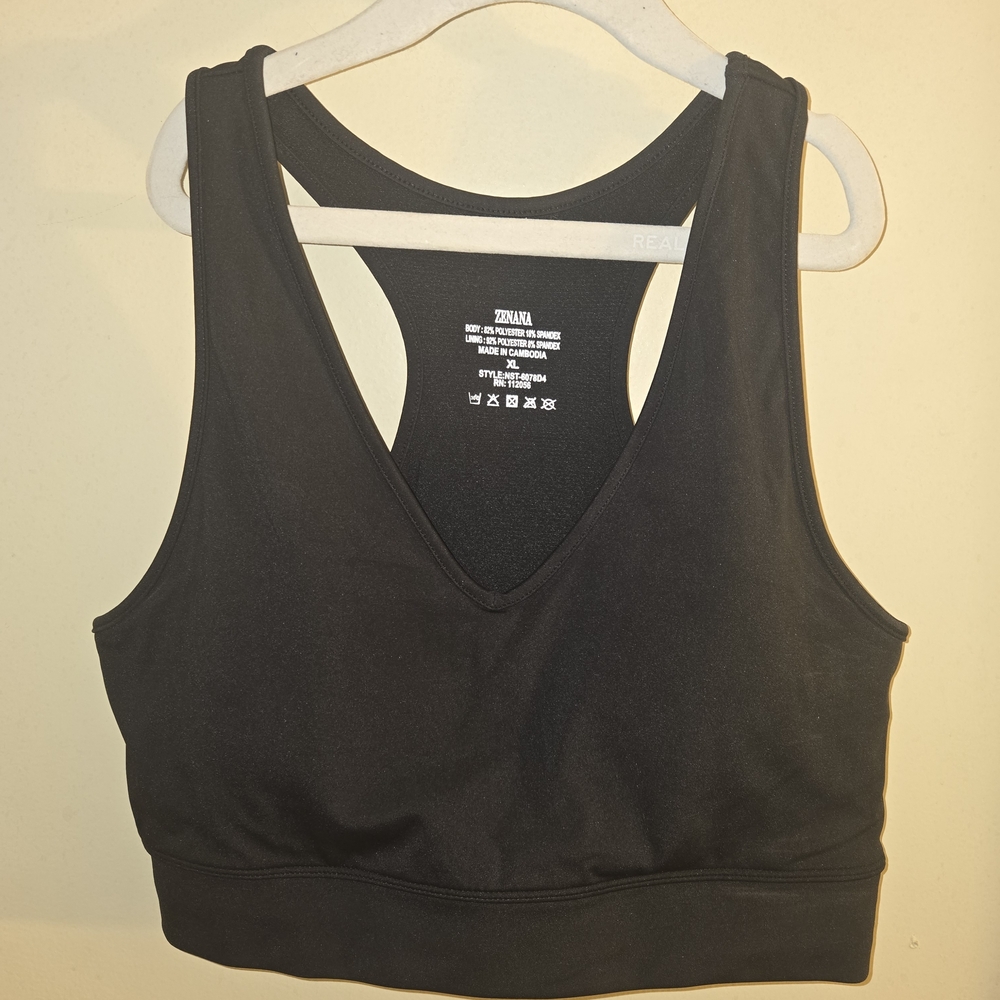 NWT Zenana Black Padded Racerback Sports Bra. (Pads can be removed).